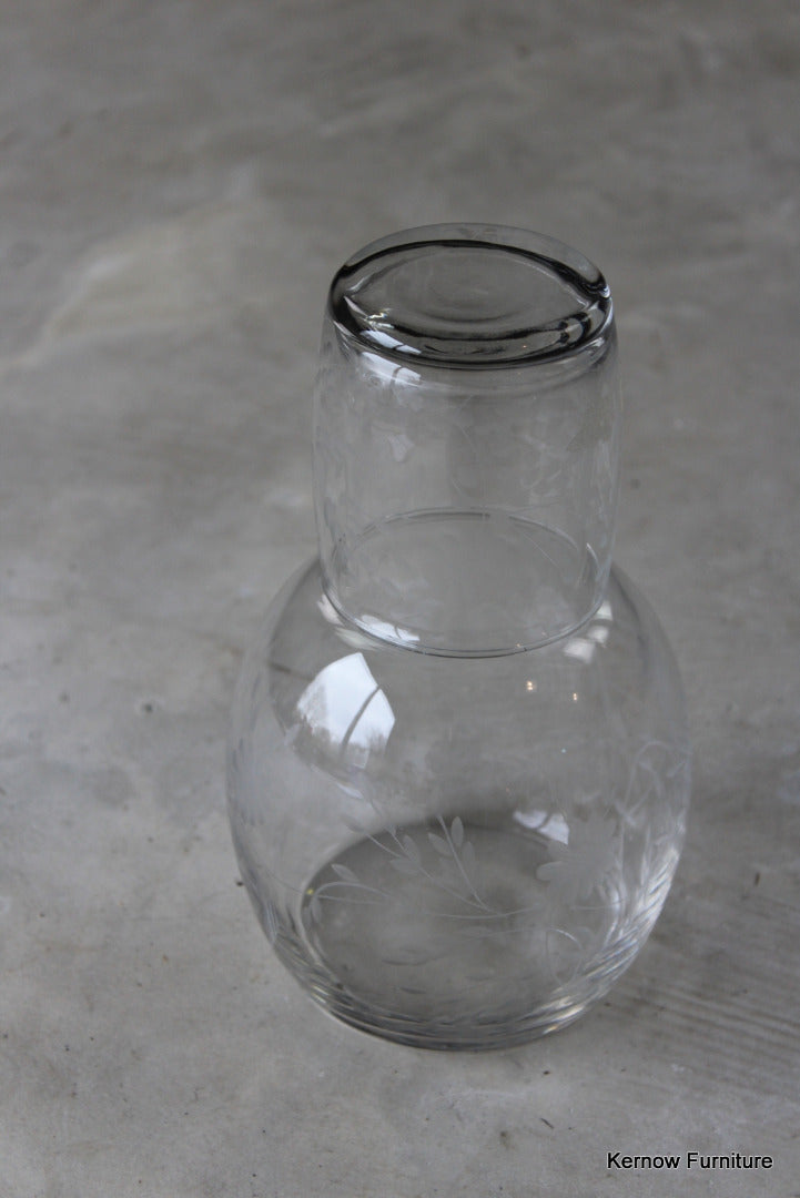 Etched Glass Water Carafe & Glass - Kernow Furniture