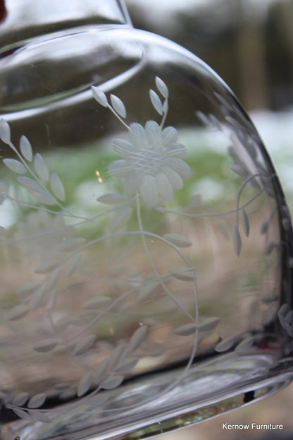 Etched Glass Water Carafe & Glass - Kernow Furniture