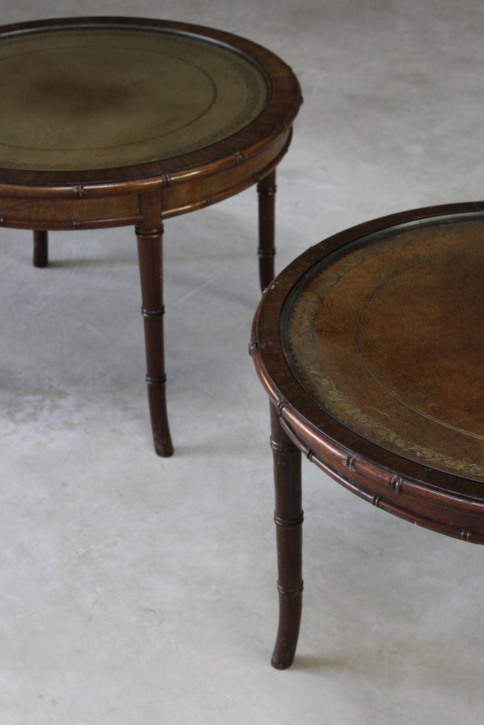 Pair Antique Style Round Coffee Tables - Kernow Furniture