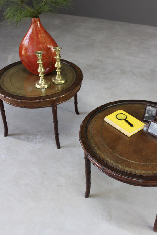 Pair Antique Style Round Coffee Tables - Kernow Furniture