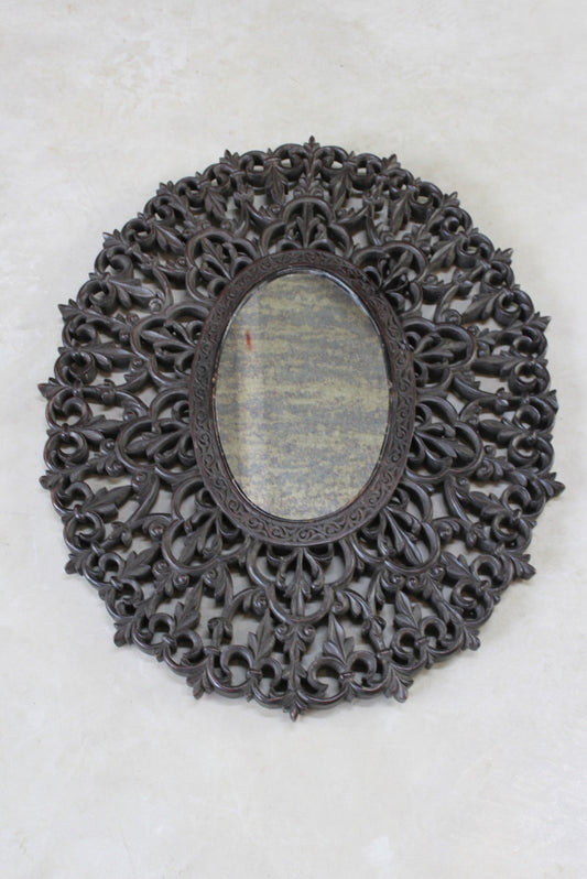 Carved Teak Wall Mirror - Kernow Furniture
