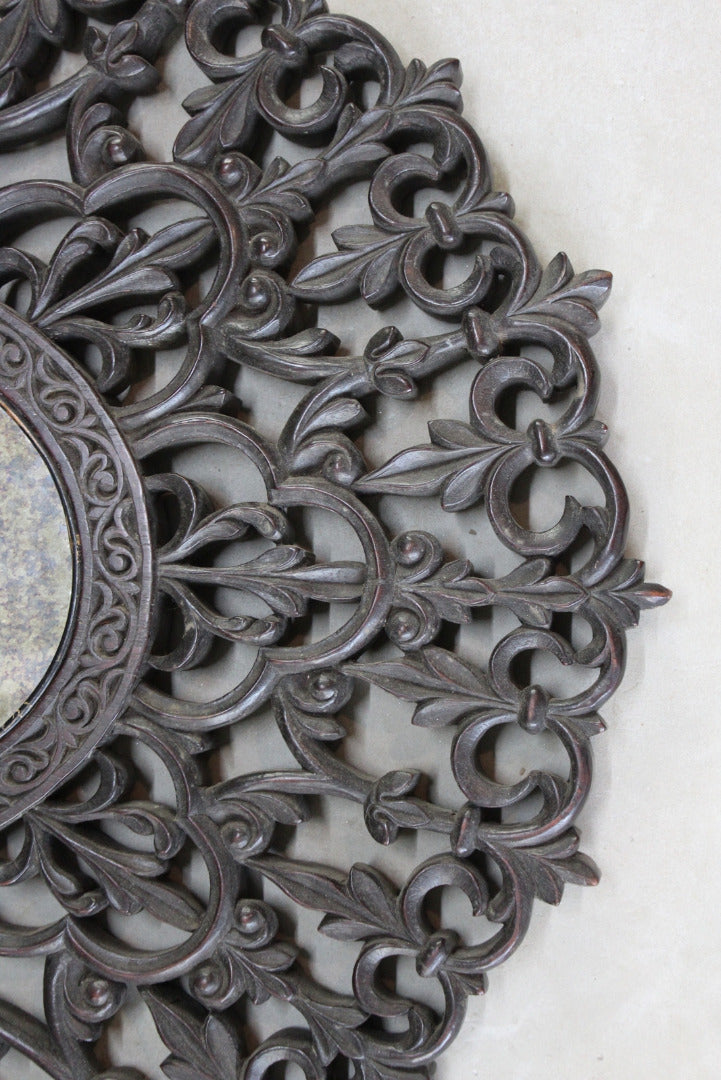 Carved Teak Wall Mirror - Kernow Furniture