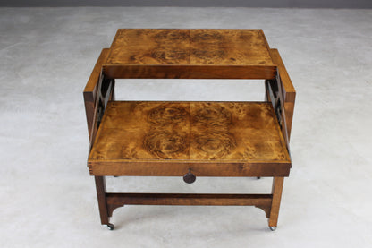 Metamorphic Art Deco Walnut Cocktail Trolley - Kernow Furniture