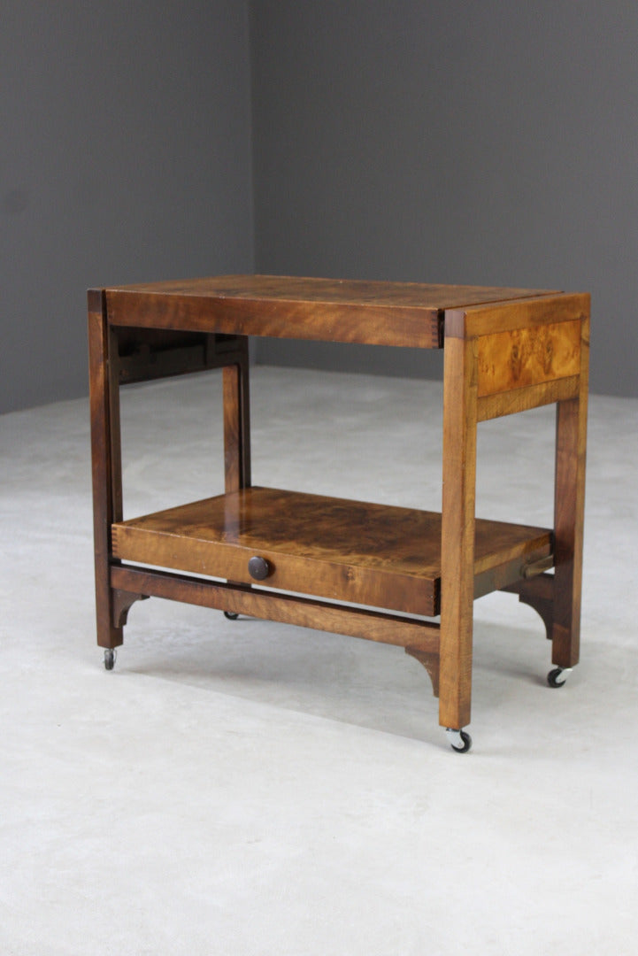 Metamorphic Art Deco Walnut Cocktail Trolley - Kernow Furniture