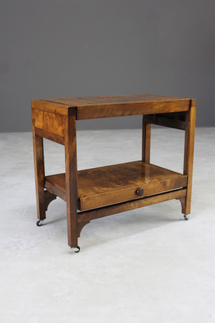 Metamorphic Art Deco Walnut Cocktail Trolley - Kernow Furniture