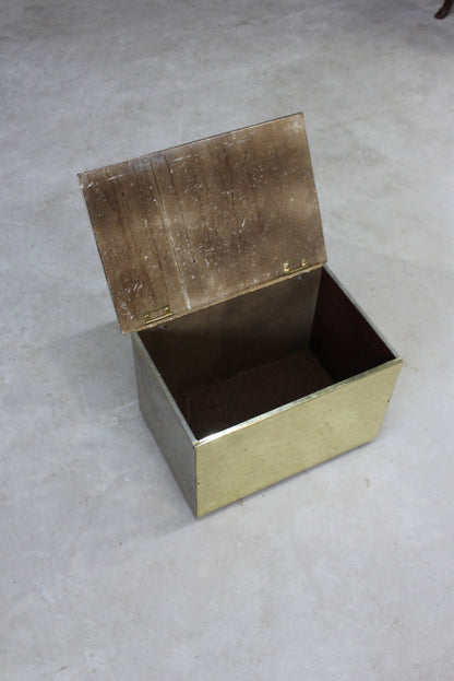 Retro Brass Effect Coal Kindling Box - Kernow Furniture