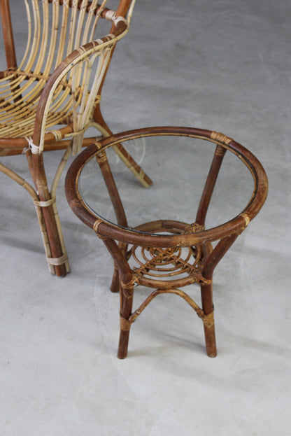 Retro Cane Round Side Table - Kernow Furniture