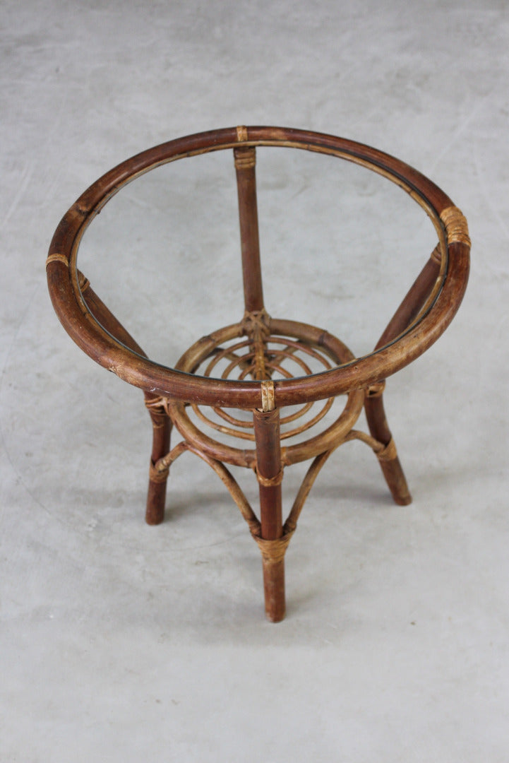 Retro Cane Round Side Table - Kernow Furniture