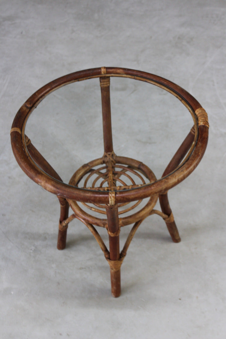 Retro Cane Round Side Table - Kernow Furniture