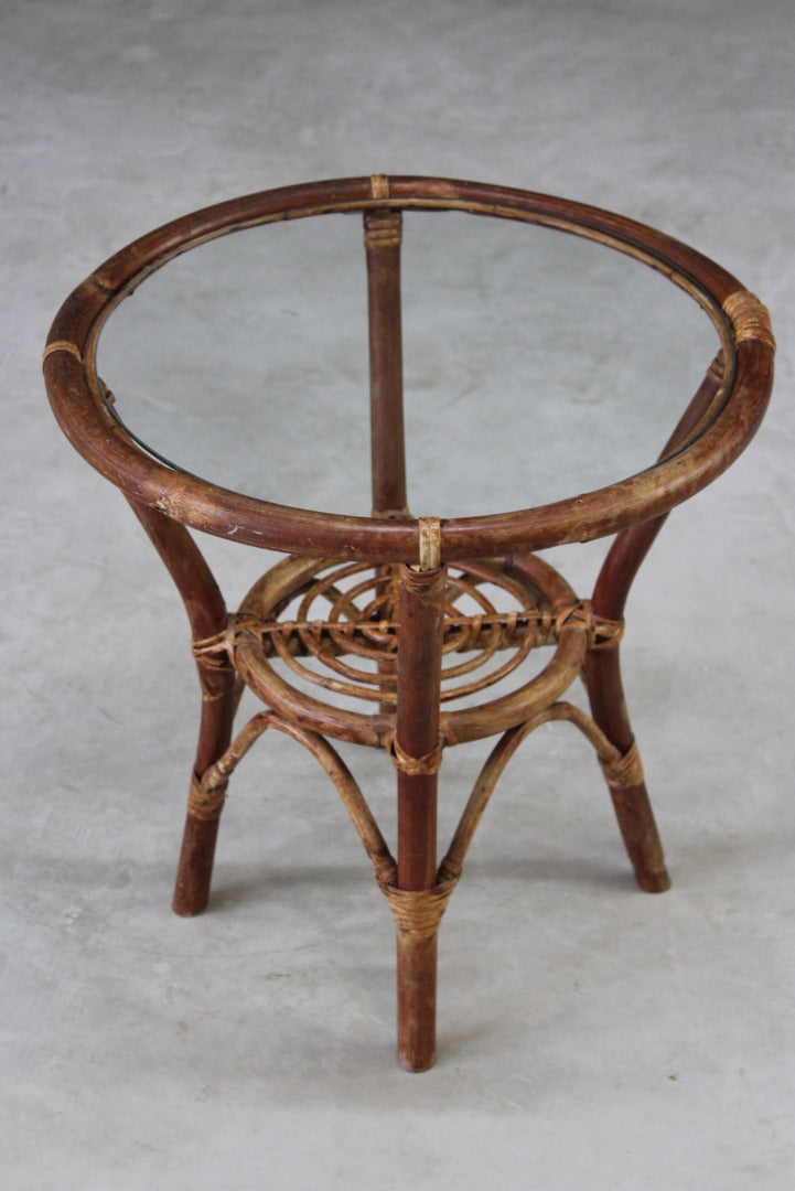 Retro Cane Round Side Table - Kernow Furniture