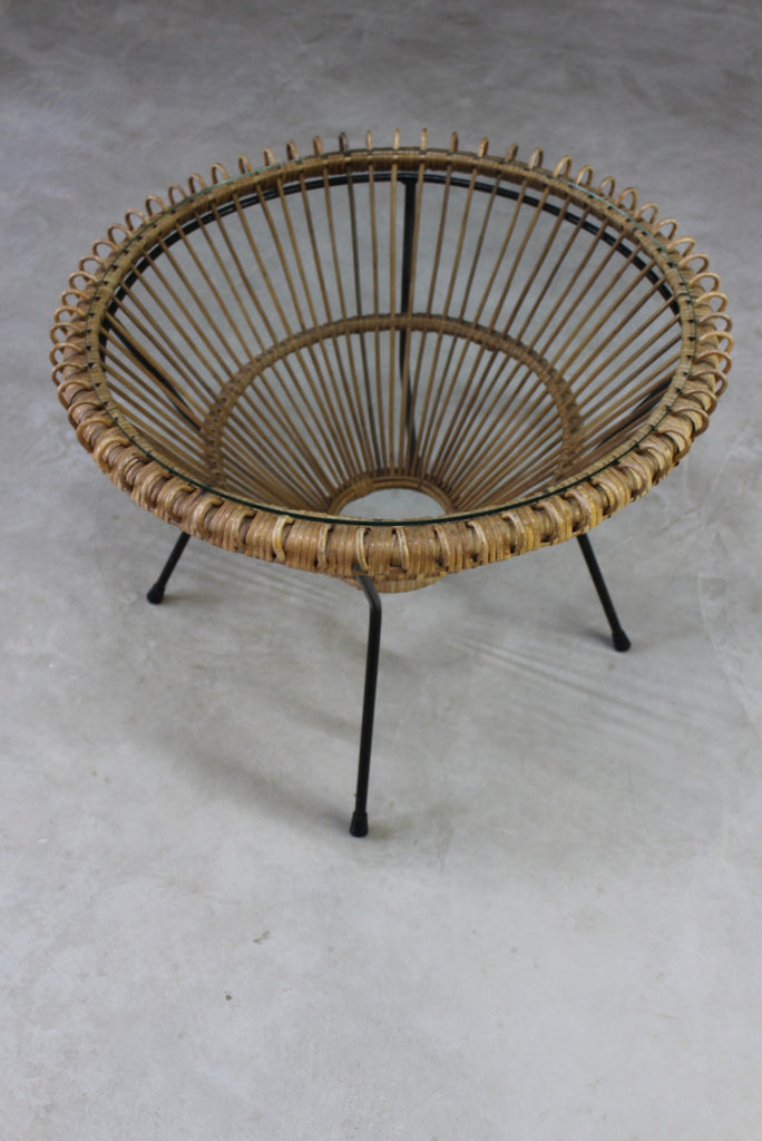 Retro Cane & Glass Albini Coffee Table - Kernow Furniture