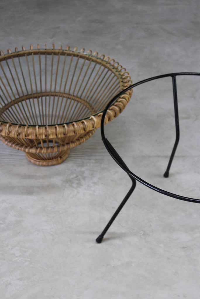 Retro Cane & Glass Albini Coffee Table - Kernow Furniture