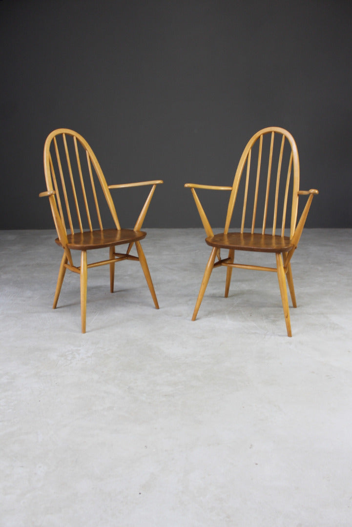 Pair Vintage Ercol Carver Chairs - Kernow Furniture