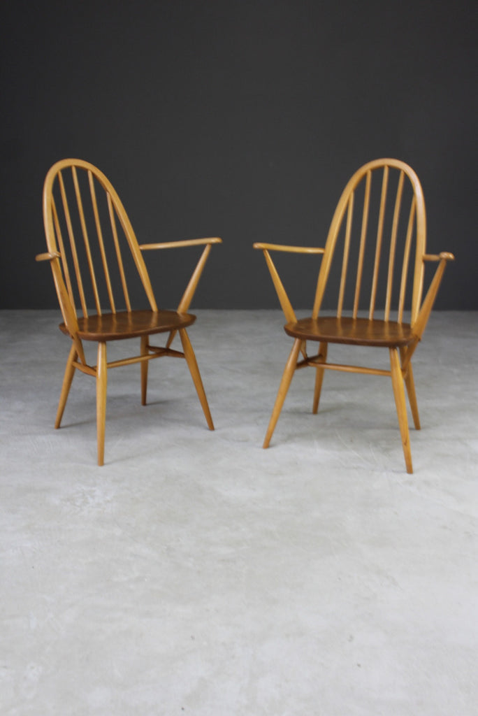 Pair Vintage Ercol Carver Chairs - Kernow Furniture