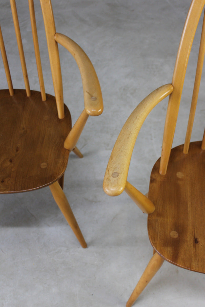 Pair Vintage Ercol Carver Chairs - Kernow Furniture