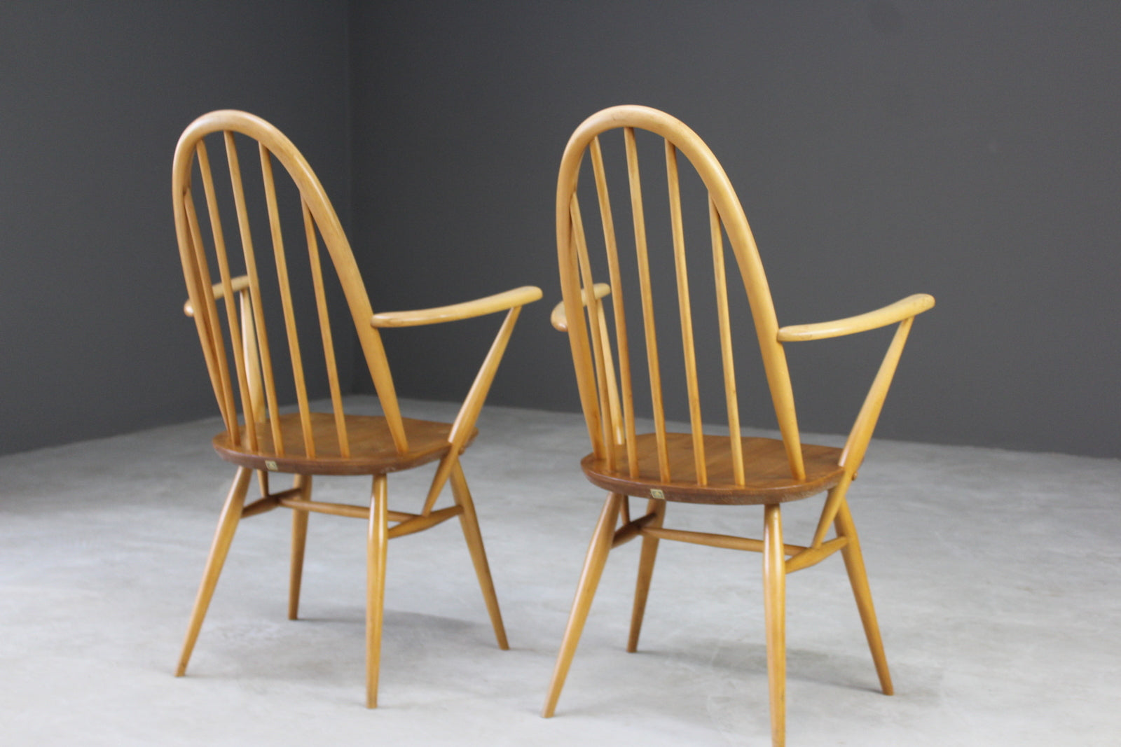 Pair Vintage Ercol Carver Chairs - Kernow Furniture