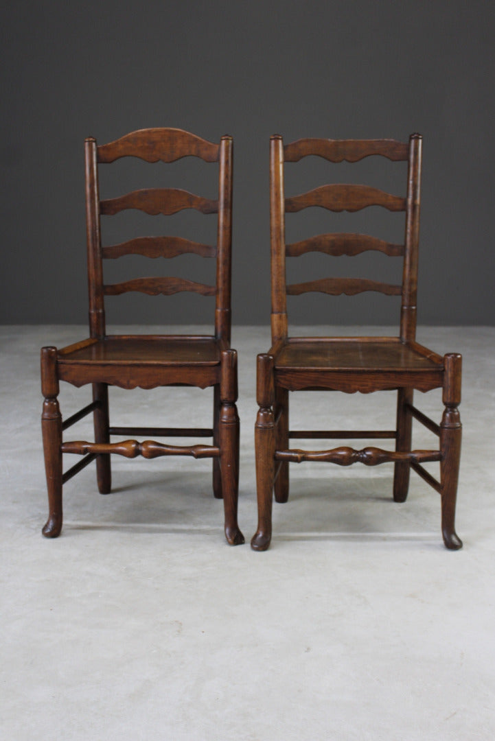 Pair Vernacular Ladderback Chairs - Kernow Furniture