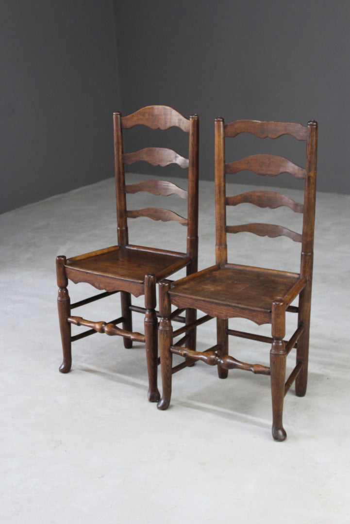 Pair Vernacular Ladderback Chairs - Kernow Furniture