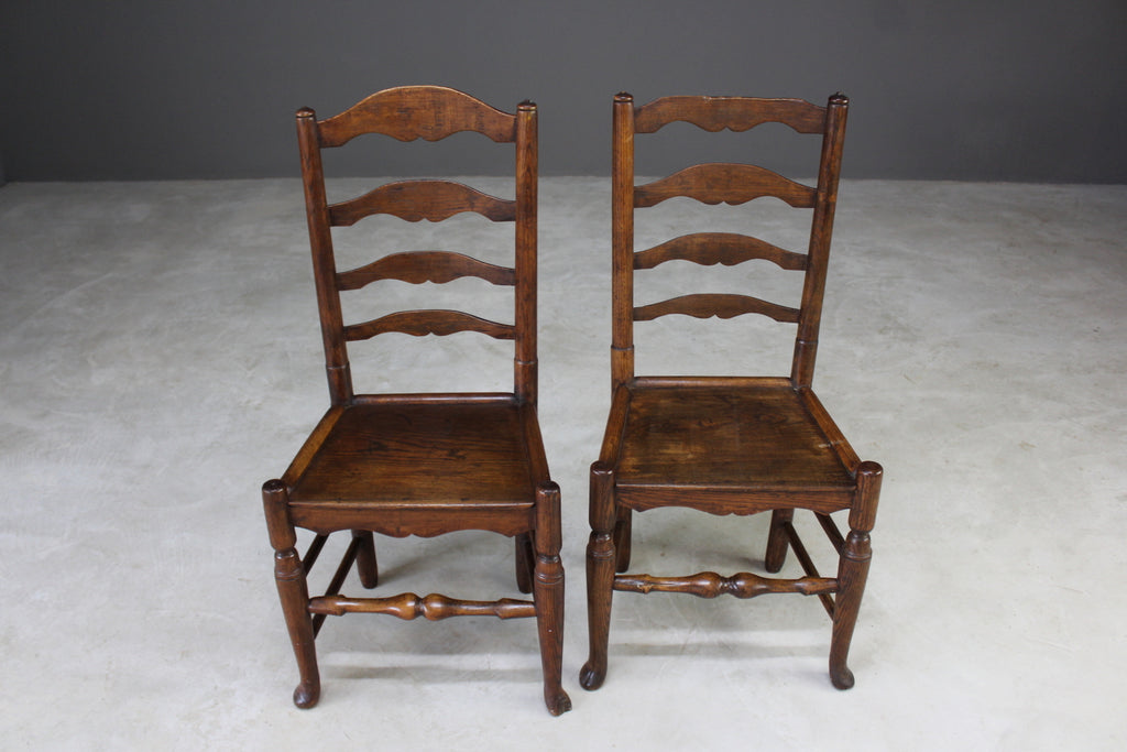 Pair Vernacular Ladderback Chairs - Kernow Furniture