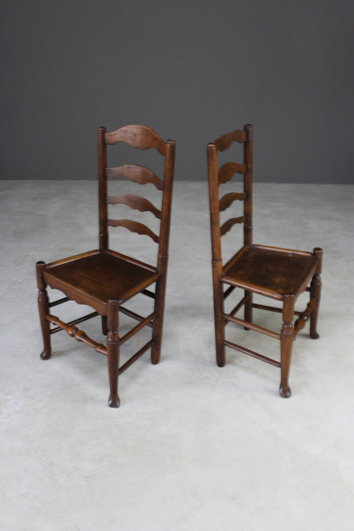 Pair Vernacular Ladderback Chairs - Kernow Furniture