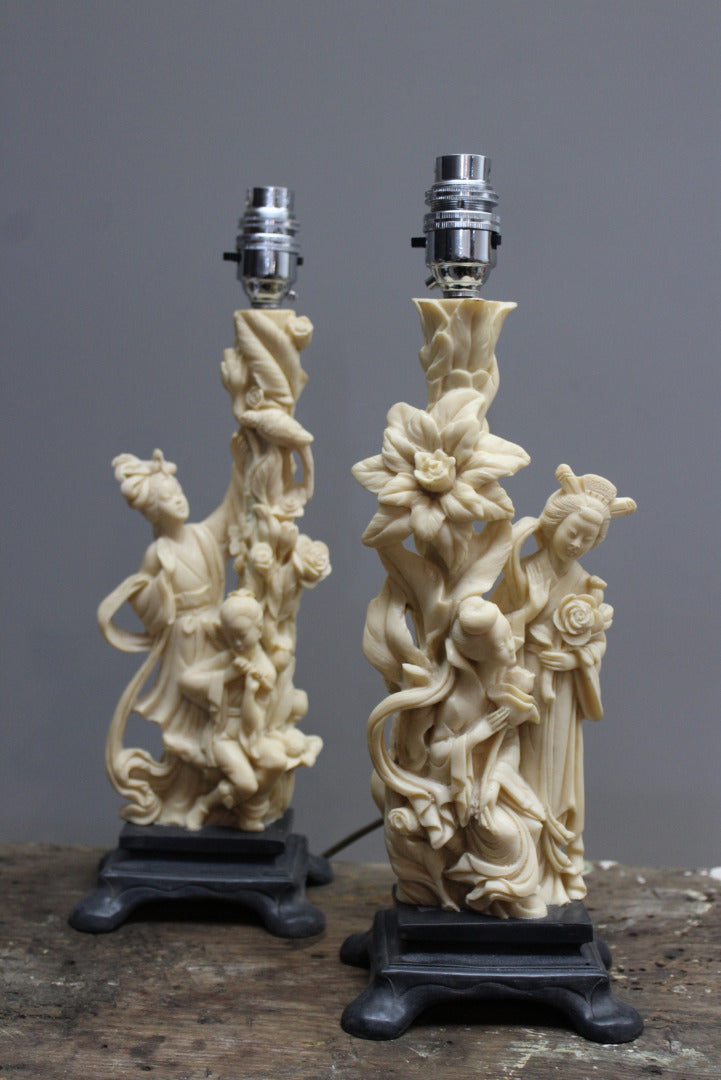 Pair A. Santini Oriental Style Table Lamps - Kernow Furniture