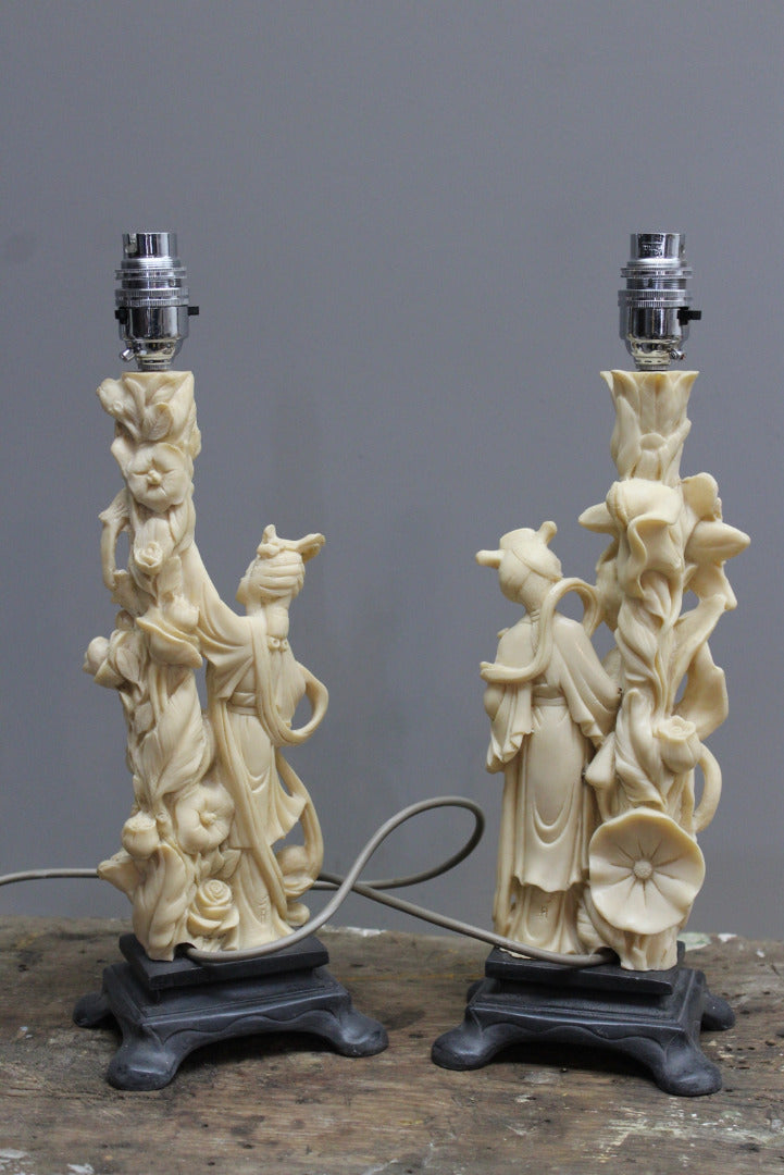 Pair A. Santini Oriental Style Table Lamps - Kernow Furniture