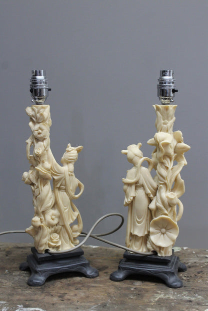 Pair A. Santini Oriental Style Table Lamps - Kernow Furniture