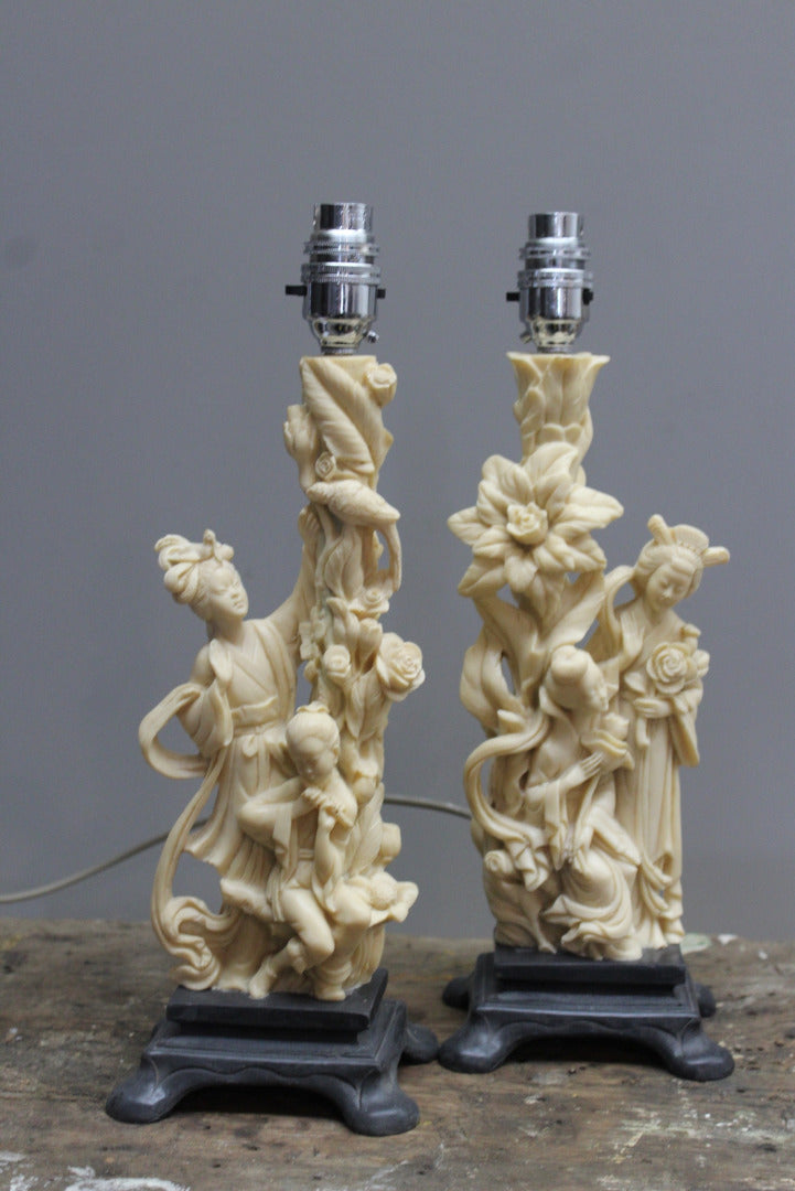 Pair A. Santini Oriental Style Table Lamps - Kernow Furniture