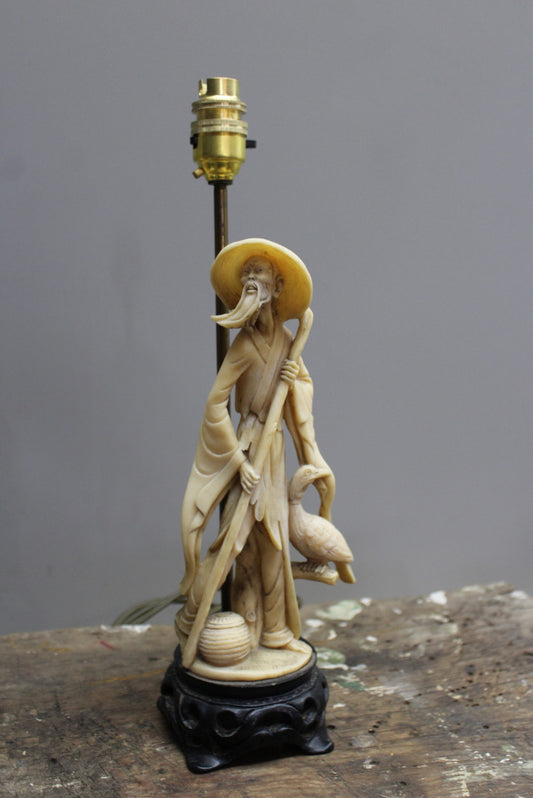 Single Oriental Style Alabaster Lamp - Kernow Furniture