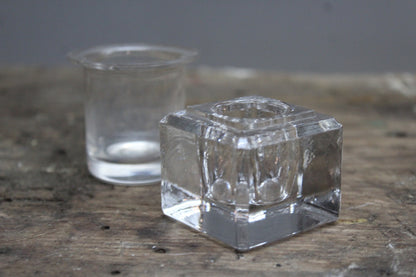 Pair Glass Inkwells - Kernow Furniture