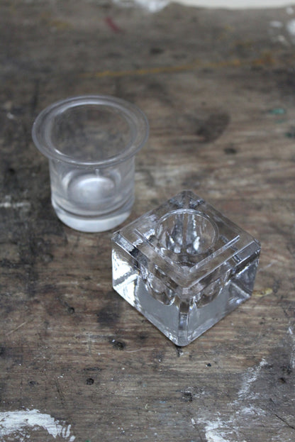 Pair Glass Inkwells - Kernow Furniture