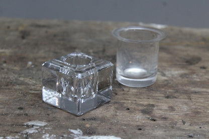 Pair Glass Inkwells - Kernow Furniture