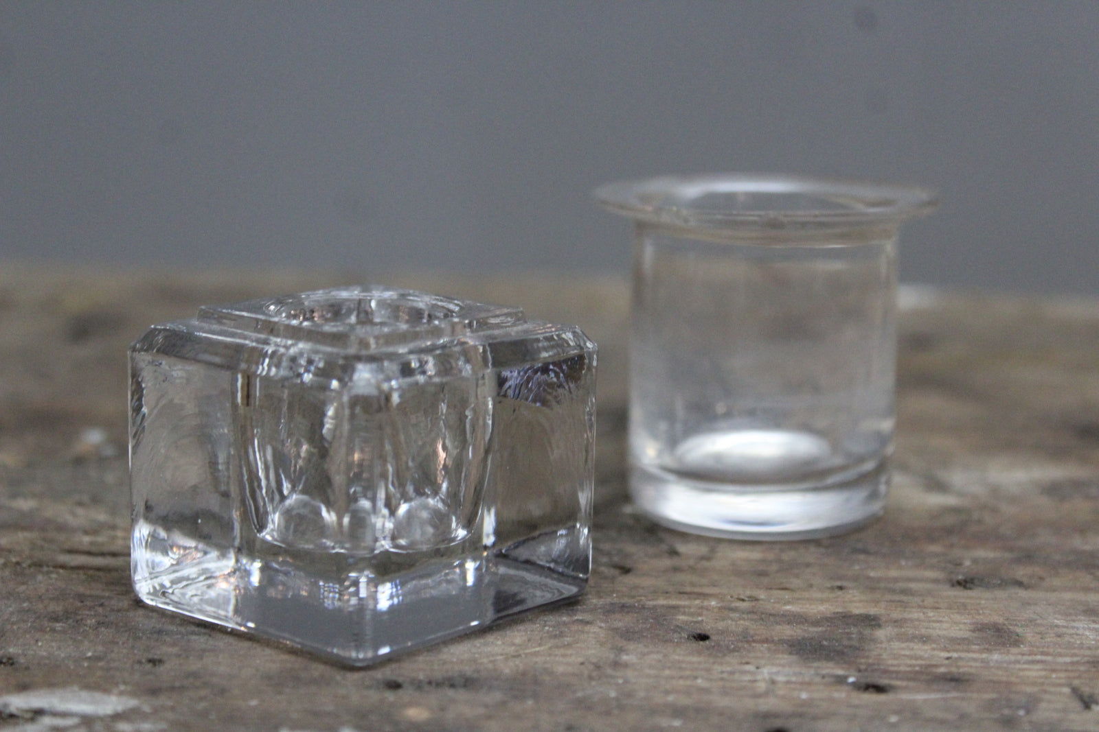 Pair Glass Inkwells - Kernow Furniture