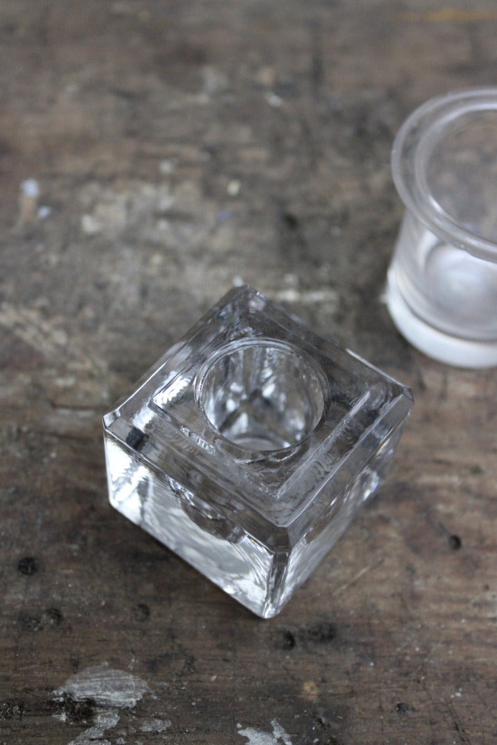 Pair Glass Inkwells - Kernow Furniture