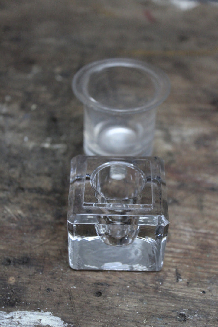 Pair Glass Inkwells - Kernow Furniture