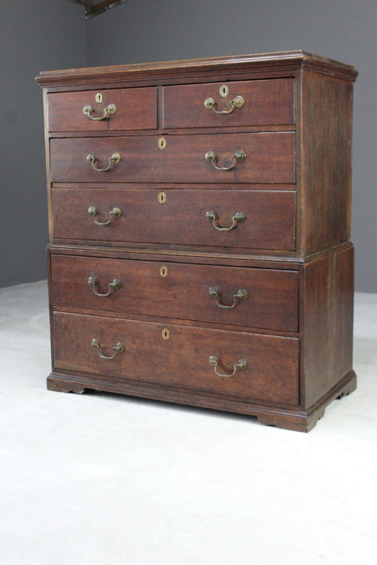 Antique Oak Tall Boy - Kernow Furniture