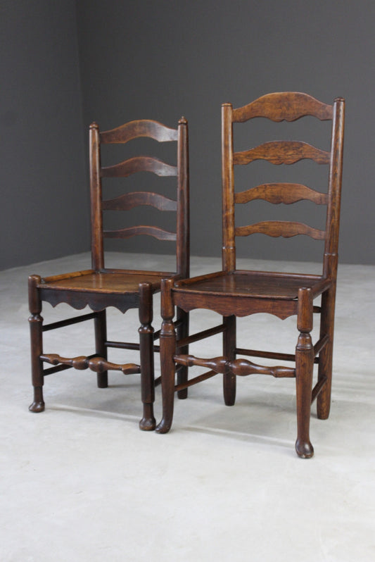 Pair Vernacular Ladderback Chairs - Kernow Furniture