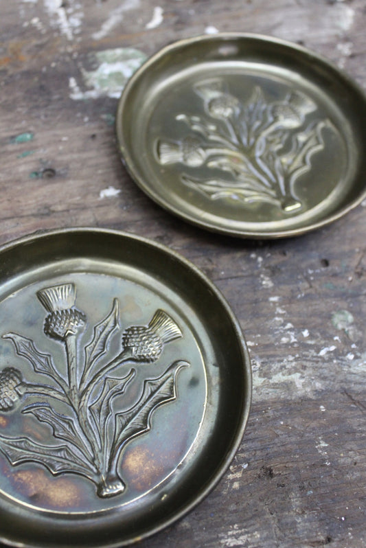 Pair Pressed Brass Dishes - Kernow Furniture