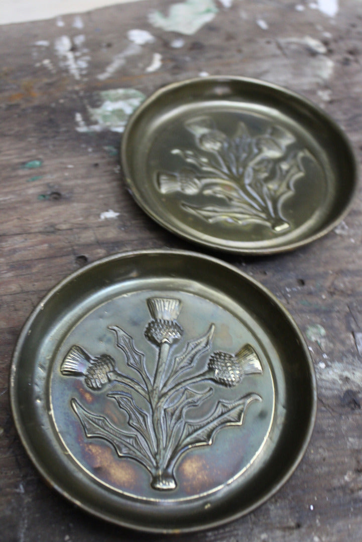 Pair Pressed Brass Dishes - Kernow Furniture