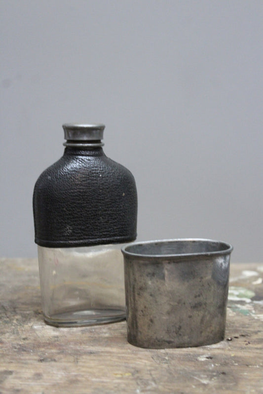 Antique Pewter Hip Flask - Kernow Furniture