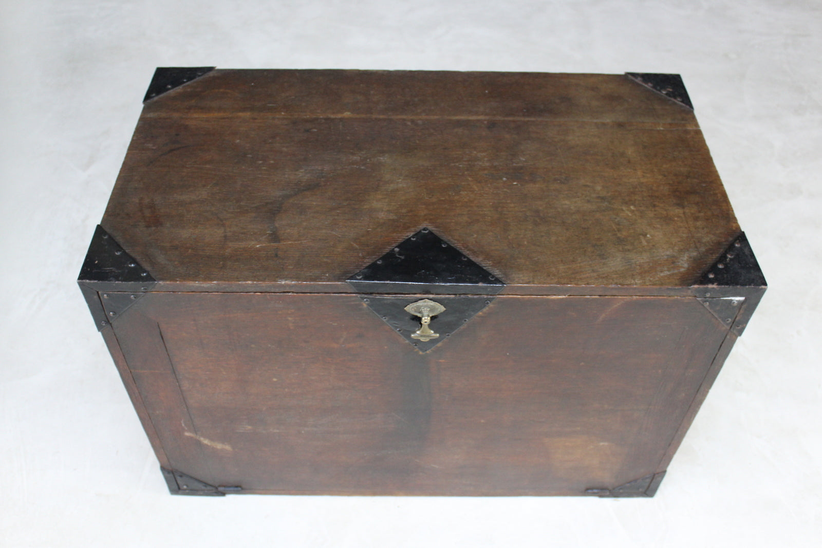 Antique Oak Metal Bound Chest - Kernow Furniture