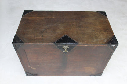 Antique Oak Metal Bound Chest - Kernow Furniture