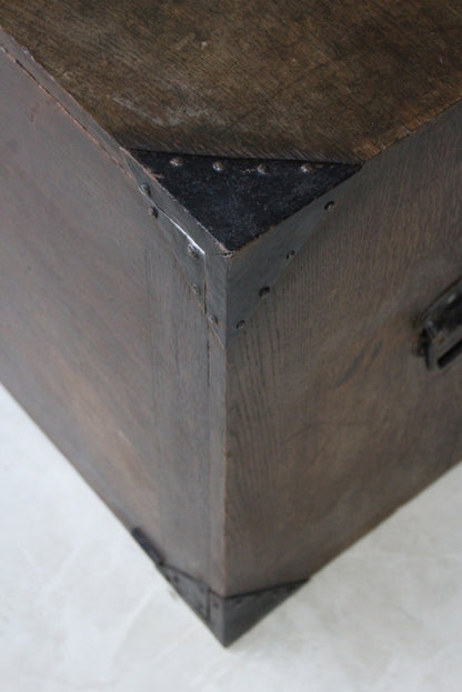 Antique Oak Metal Bound Chest - Kernow Furniture