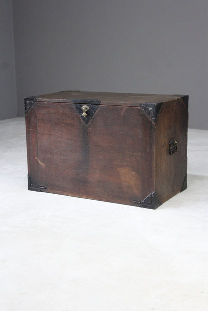 Antique Oak Metal Bound Chest - Kernow Furniture