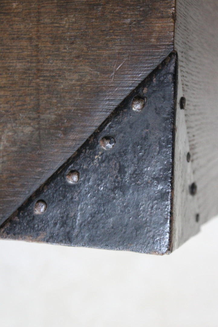 Antique Oak Metal Bound Chest - Kernow Furniture