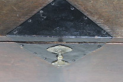 Antique Oak Metal Bound Chest - Kernow Furniture