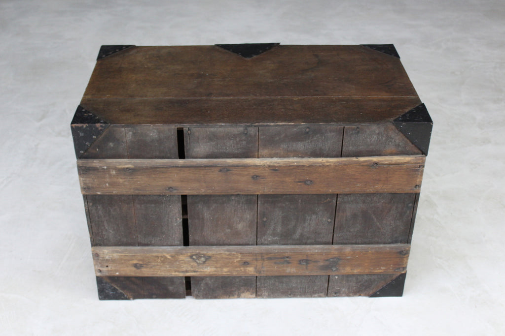 Antique Oak Metal Bound Chest - Kernow Furniture