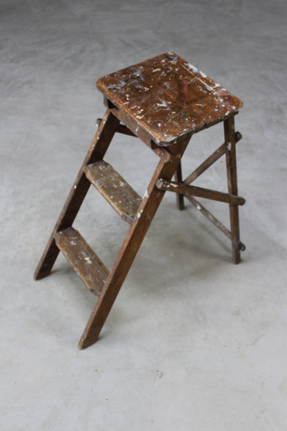 Vintage Wooden Step Ladder - Kernow Furniture