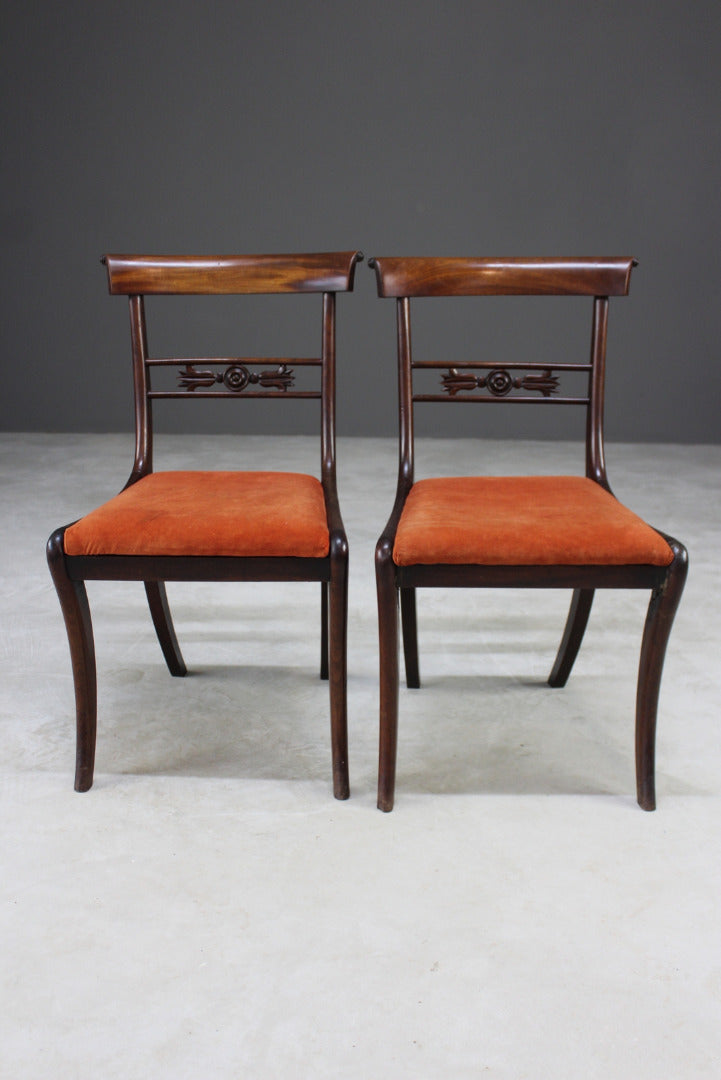 Pair Antique Mahogany Dining Chairs - Kernow Furniture