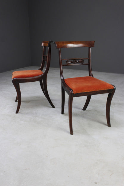 Pair Antique Mahogany Dining Chairs - Kernow Furniture